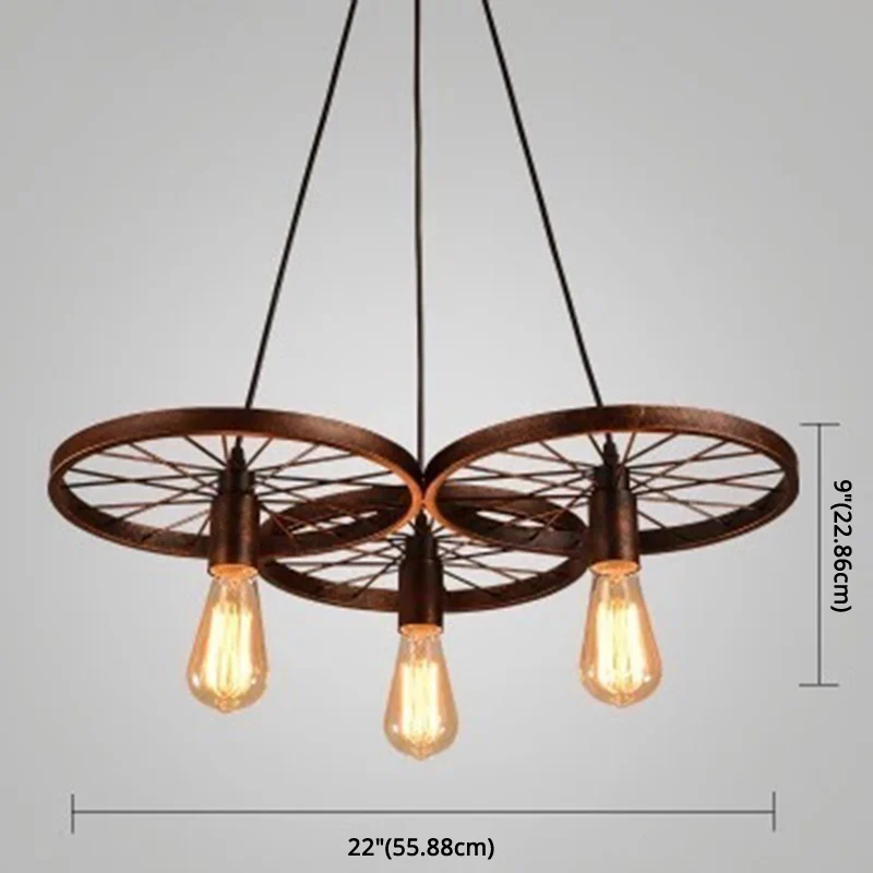 Metalen hangende hanglamp Vintage stijl zwarte wagenwiel koffieshop hanglamp Clearhalo