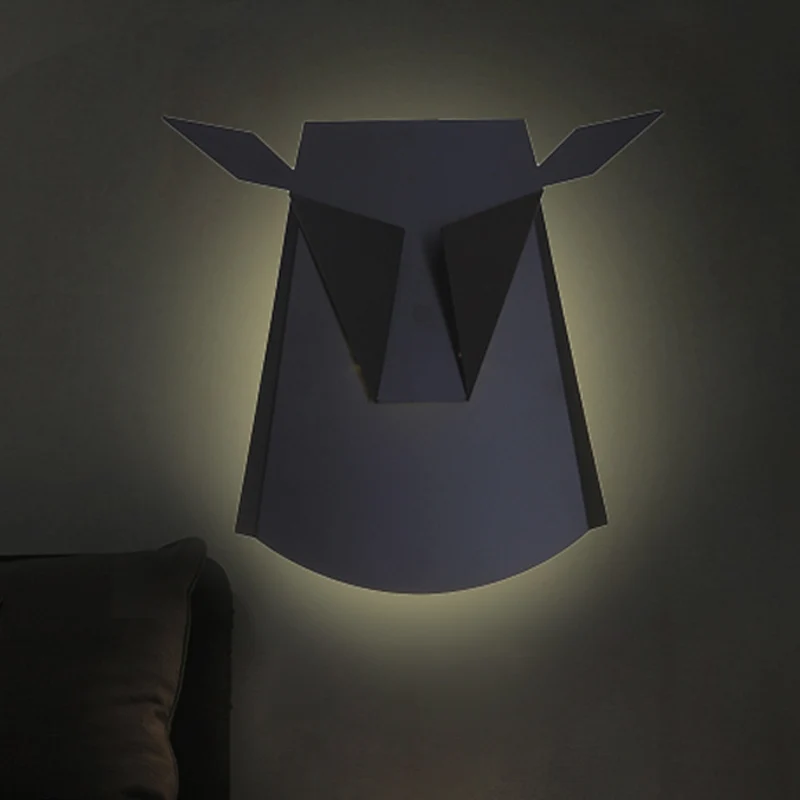 Metalen Ox Head Wandlamp Keuken Woonkamer Dieren Schanslicht met warme verlichting Clearhalo