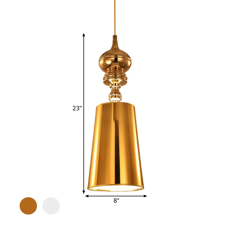 Metalen kegel slingerlicht Eenvoud 1 kop hangende hanglamp zilver/goud, 6"/8"/10" breed Clearhalo