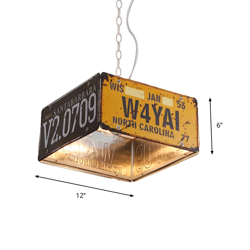 Metalen kist hanglamp Drielichts vintage kroonluchters zwart en geel voor bistro Clearhalo
