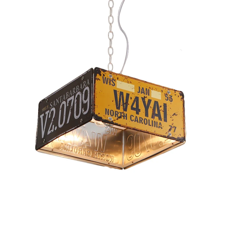 Metalen kist hanglamp Drielichts vintage kroonluchters zwart en geel voor bistro Clearhalo