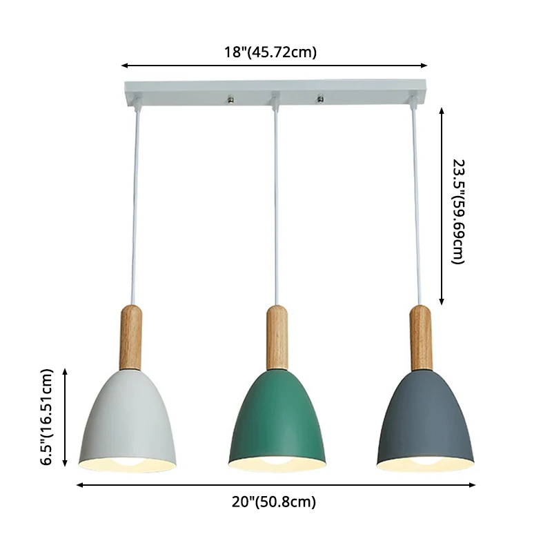 Metalen koepelschaduw hanglamp woonkamer 3 licht bitterkoekjes massief houten verlichtingsarmatuur hanger Clearhalo