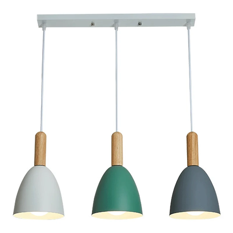 Metalen koepelschaduw hanglamp woonkamer 3 licht bitterkoekjes massief houten verlichtingsarmatuur hanger Clearhalo