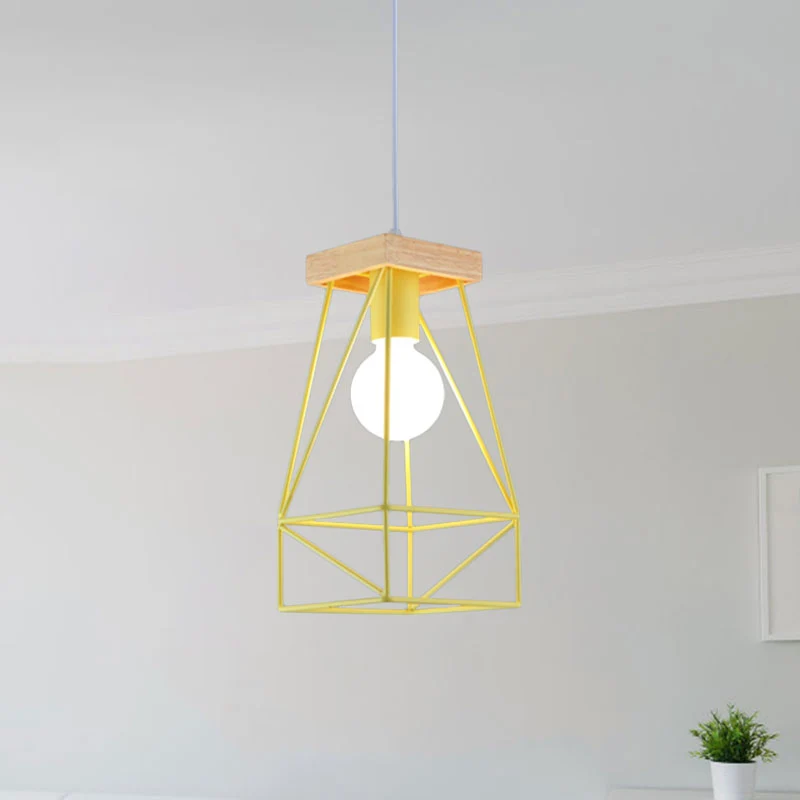 Metalen kooi schaduw hanglamp modern Scandinavisch 1 kop woonkamer plafondlamp zwart/blauw Clearhalo