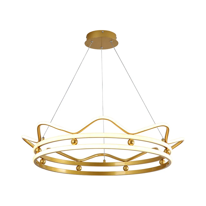 Metalen kroonframe hanglamp modernistische LED gouden kroonluchter hanglamp voor slaapkamer Clearhalo