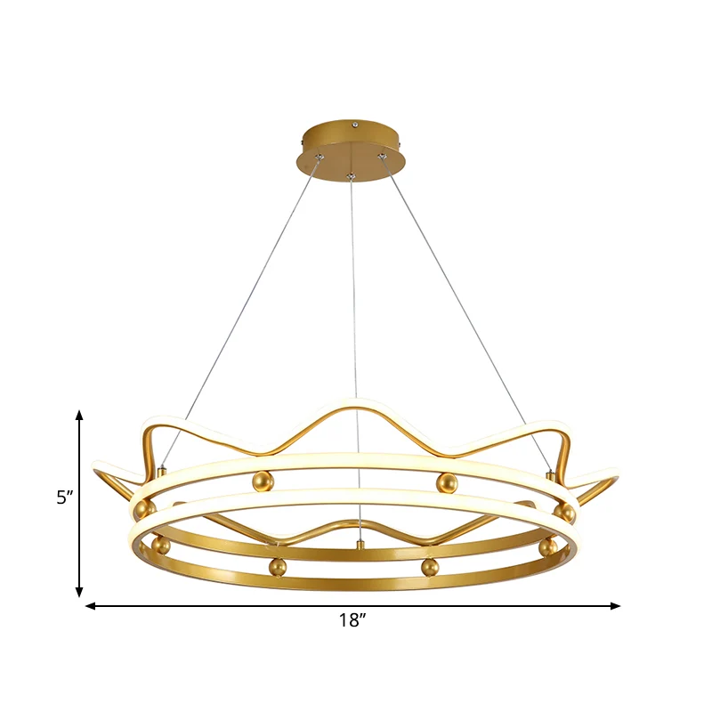 Metalen kroonframe hanglamp modernistische LED gouden kroonluchter hanglamp voor slaapkamer Clearhalo
