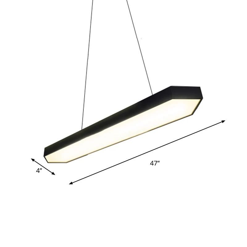 Metalen lineaire hanglamp moderne led wit/zwart/zilver hanglampset wit/warm/natuurlijk licht, 4"/8"/12" breed Clearhalo