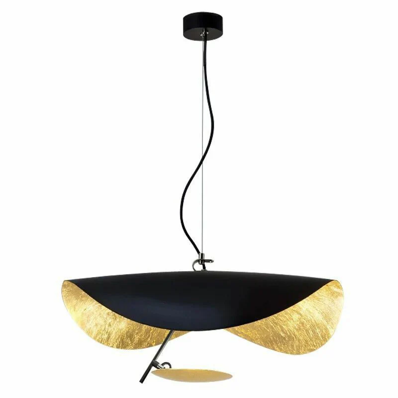 Metalen lotusbladvormige hanglamp Postmoderne hangende plafondlamp met 2 koppen boven tafel Clearhalo
