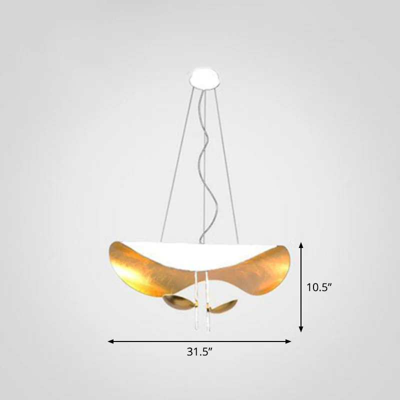 Metalen lotusbladvormige hanglamp Postmoderne hangende plafondlamp met 2 koppen boven tafel Clearhalo