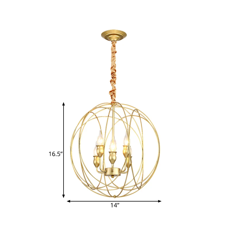 Metalen plafondhanger kaarsstijl Landelijk 4/6 lampen Eetkamerkroonluchterverlichting zwart/goud Clearhalo