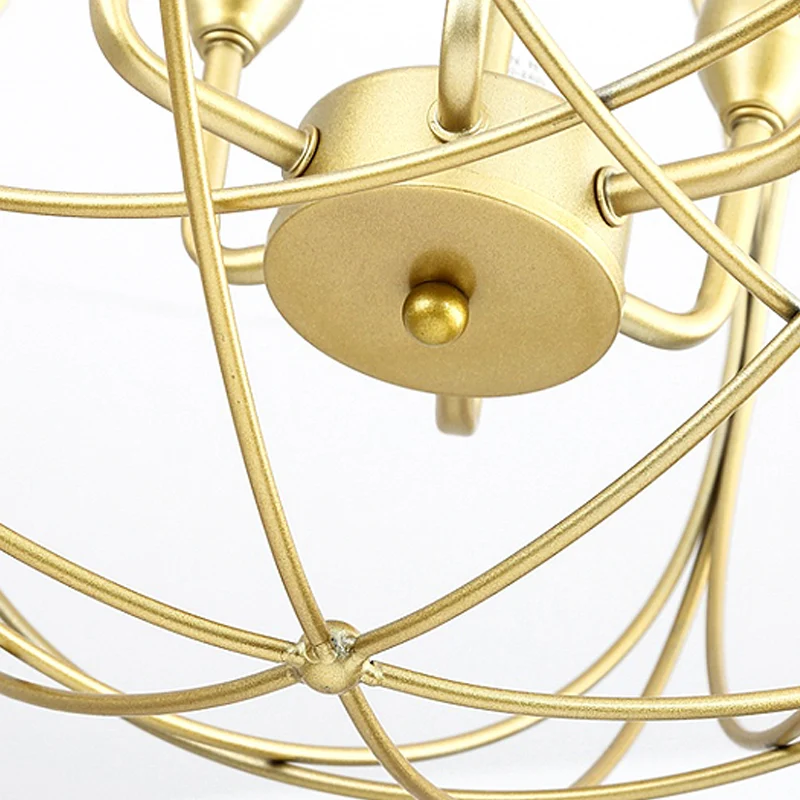 Metalen plafondhanger kaarsstijl Landelijk 4/6 lampen Eetkamerkroonluchterverlichting zwart/goud Clearhalo