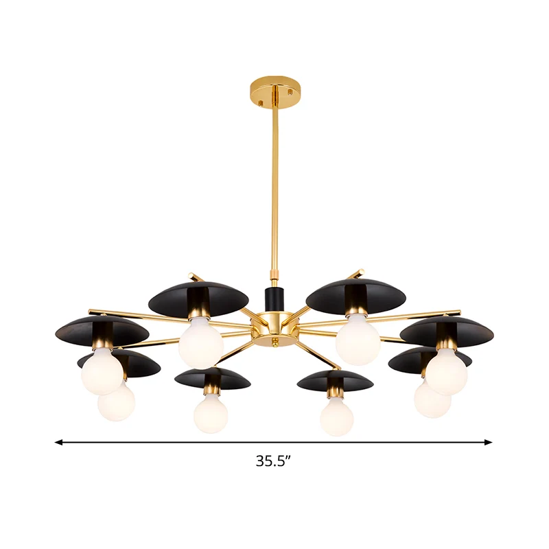 Metalen radiaal hangende kroonluchter modernistische 6/8 koppen zwart en goud afgewerkt plafond hanglamp voor woonkamer Cl...