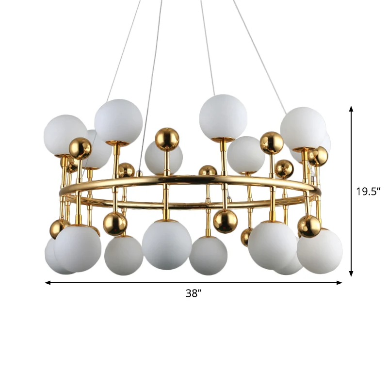 Metalen ringhanglamp met bolschaduw Moderne kroonluchter goud voor hotelvilla Clearhalo