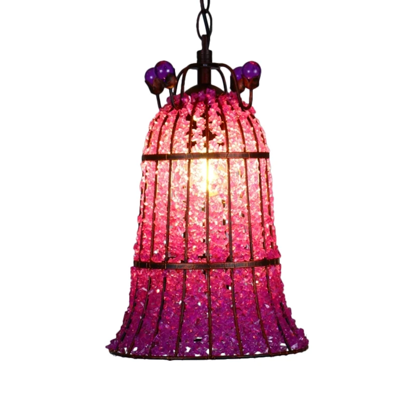 Metalen roze plafondophanglamp Bell 1 lamp Boheemse hanglamp voor restaurant Clearhalo