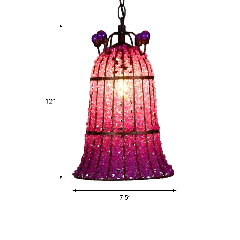 Metalen roze plafondophanglamp Bell 1 lamp Boheemse hanglamp voor restaurant Clearhalo