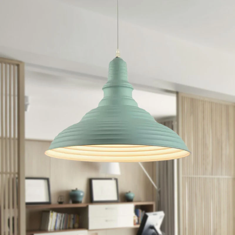 Metalen roze/blauwe hanglamp geribbeld dubbel bubbel 1 licht industriële stijl hanglamp voor slaapkamer Clearhalo