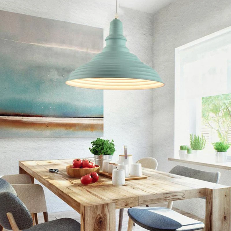 Metalen roze/blauwe hanglamp geribbeld dubbel bubbel 1 licht industriële stijl hanglamp voor slaapkamer Clearhalo