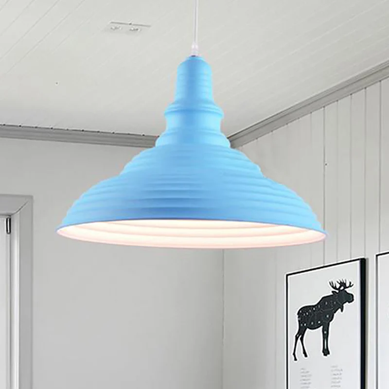 Metalen roze/blauwe hanglamp geribbeld dubbel bubbel 1 licht industriële stijl hanglamp voor slaapkamer Clearhalo