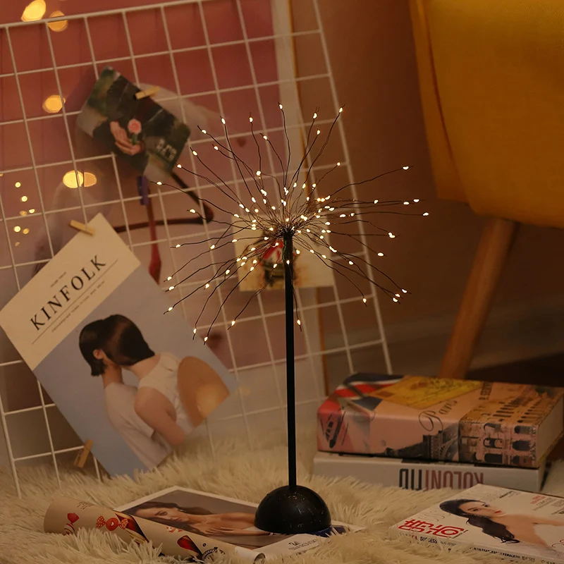Metalen Starburst-nachttafelverlichting Decoratief LED-nachtkastje zwart voor woonkamer Clearhalo