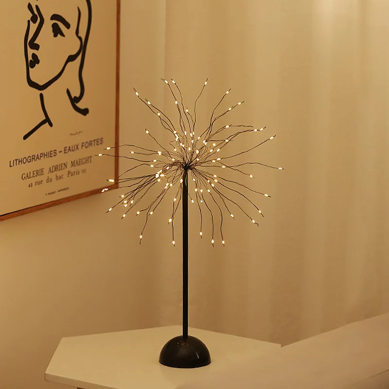 Metalen Starburst-nachttafelverlichting Decoratief LED-nachtkastje zwart voor woonkamer Clearhalo