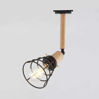 Metalen taps toelopende kooi-plafondlamp Vintage stijl 1-lichts restaurant Draaibare semi-gemonteerde verlichting zwart Cl...