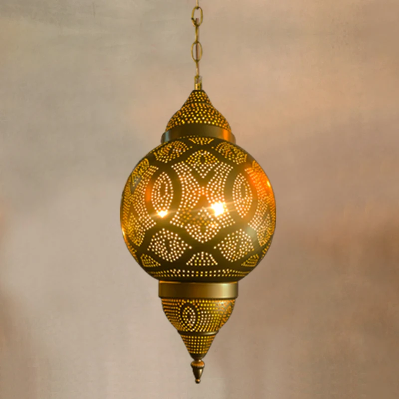 Metalen vaas/kalebas hanglamp Vintage 3-koppige koffiehuis hangende kroonluchter messing Clearhalo