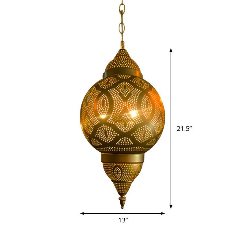 Metalen vaas/kalebas hanglamp Vintage 3-koppige koffiehuis hangende kroonluchter messing Clearhalo