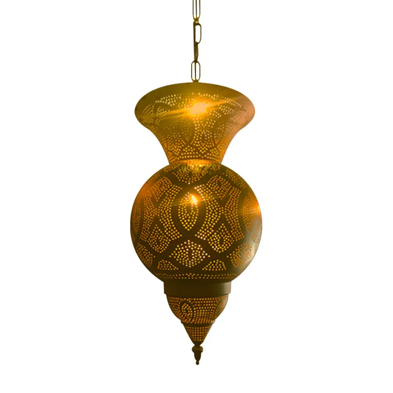 Metalen vaas/kalebas hanglamp Vintage 3-koppige koffiehuis hangende kroonluchter messing Clearhalo