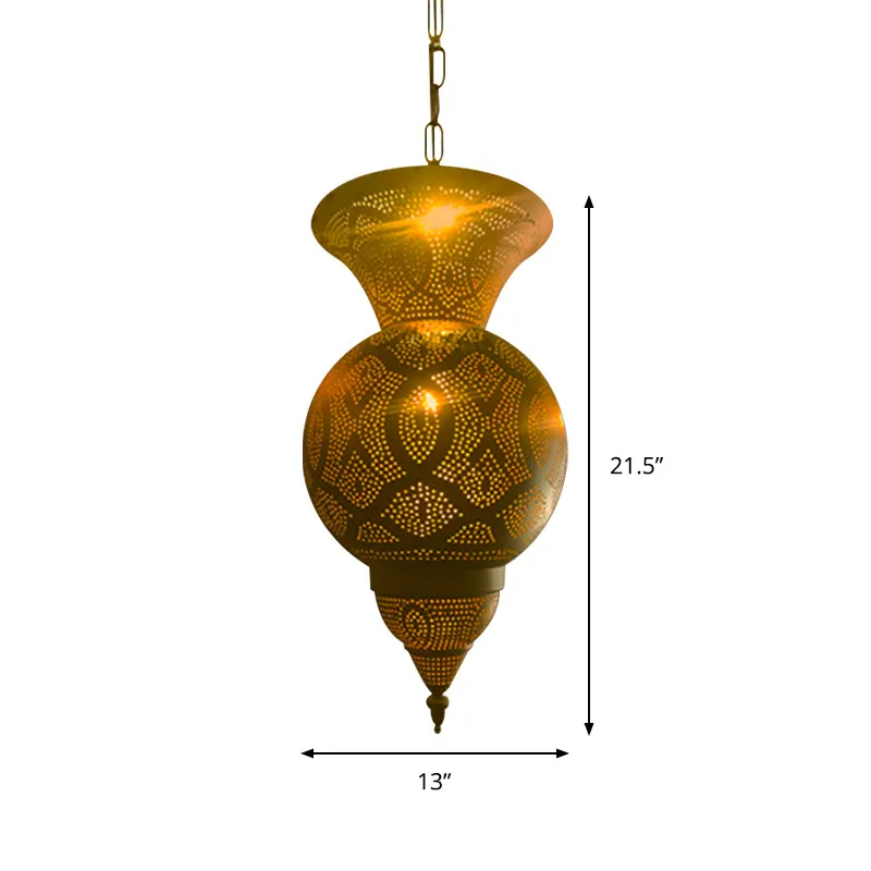 Metalen vaas/kalebas hanglamp Vintage 3-koppige koffiehuis hangende kroonluchter messing Clearhalo