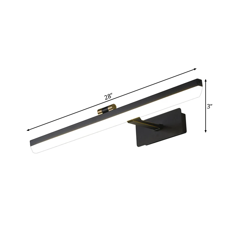 Metalen zwarte schanslamp Langwerpige LED Traditioneel wandgemonteerd ijdelheidslicht, 17"/38"/22,5" breed Clearhalo