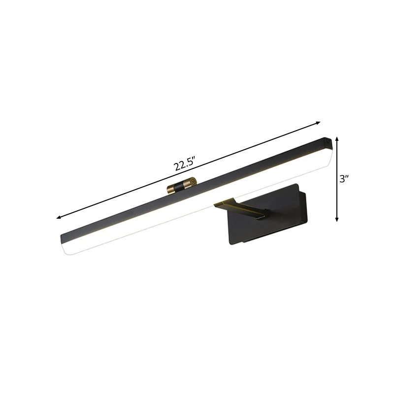 Metalen zwarte schanslamp Langwerpige LED Traditioneel wandgemonteerd ijdelheidslicht, 17"/38"/22,5" breed Clearhalo