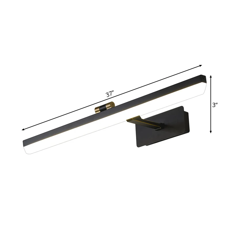 Metalen zwarte schanslamp Langwerpige LED Traditioneel wandgemonteerd ijdelheidslicht, 17"/38"/22,5" breed Clearhalo