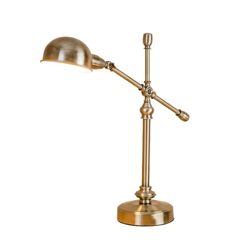 Metallic Dome Shade Bureaulamp Vintage Stijlvol 1 Hoofd Woonkamer Verstelbare Tafellamp Messing Clearhalo