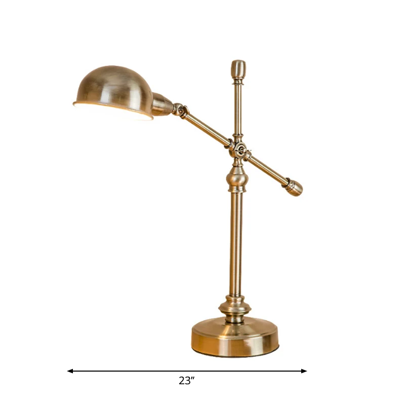 Metallic Dome Shade Bureaulamp Vintage Stijlvol 1 Hoofd Woonkamer Verstelbare Tafellamp Messing Clearhalo