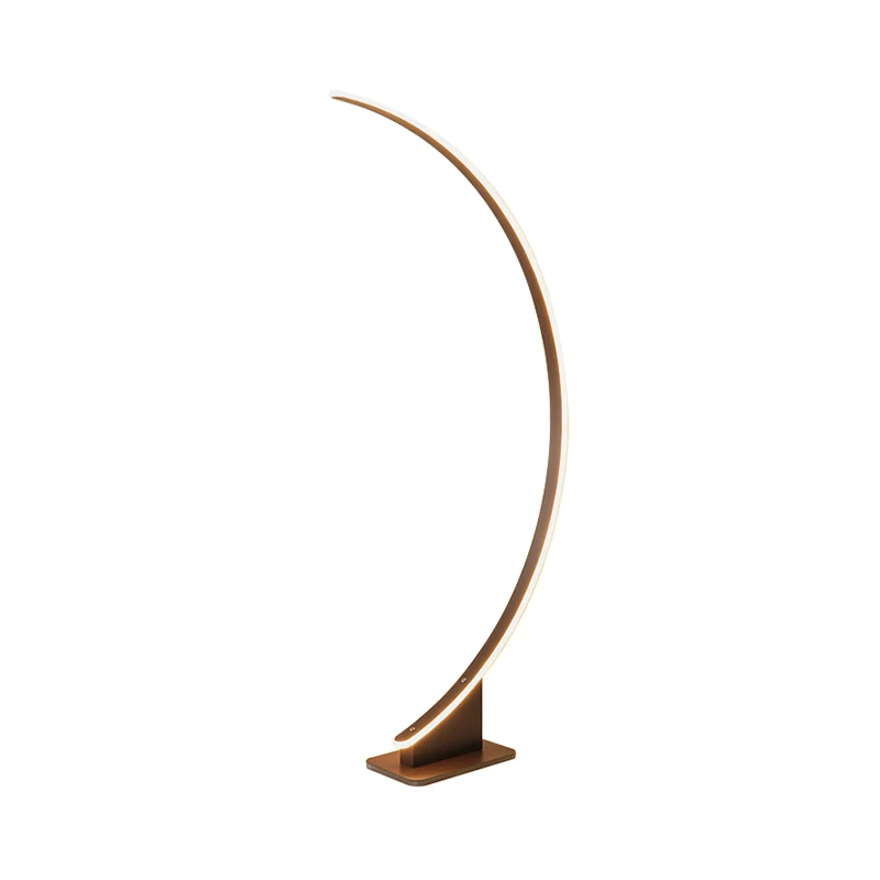 Metallic gebogen vloerverlichting Koffie LED-staande lamp Scandinavische stijl voor naast het bed Clearhalo