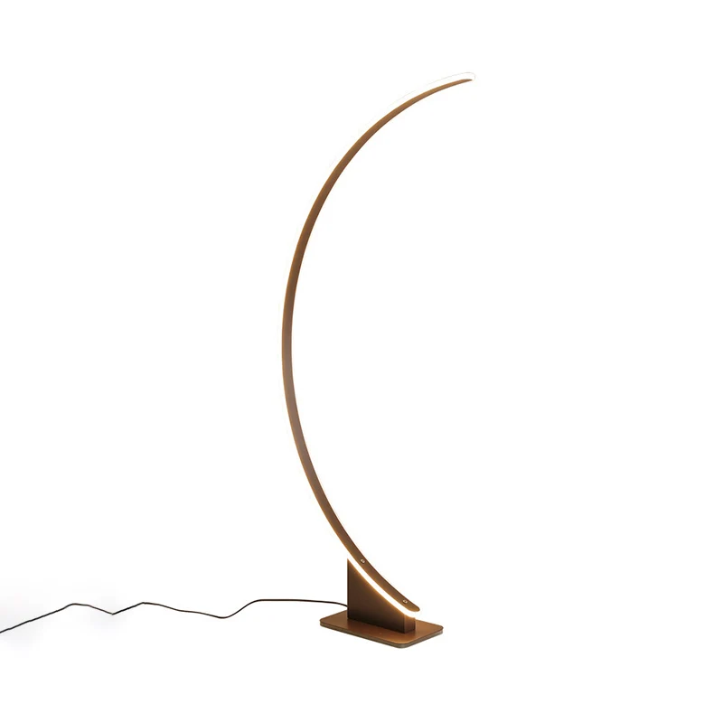 Metallic gebogen vloerverlichting Koffie LED-staande lamp Scandinavische stijl voor naast het bed Clearhalo