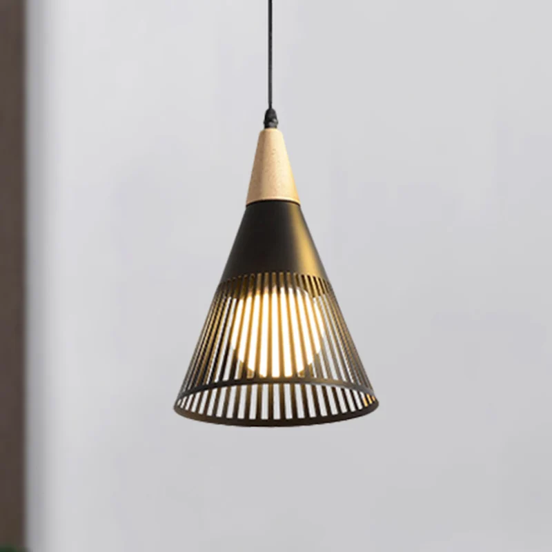 Metallic kegelvormige plafondlamp met kooikap, eigentijdse hanglamp met 1 lamp zwart/goud/wit Clearhalo