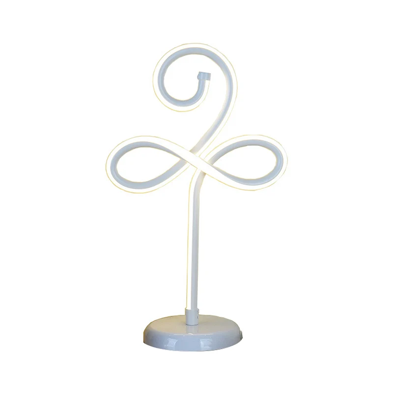 Metallic klaverachtige nachttafellamp Eenvoudige stijl LED-taaklamp wit voor slaapkamer Clearhalo