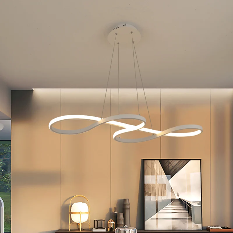 Metallic kronkelende kroonluchterlamp Eenvoud Zwart/wit/goud LED-hanglamp warm/wit licht Clearhalo