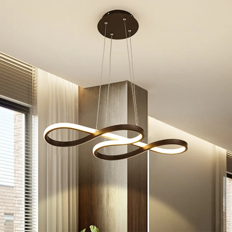Metallic kronkelende kroonluchterlamp Eenvoud Zwart/wit/goud LED-hanglamp warm/wit licht Clearhalo