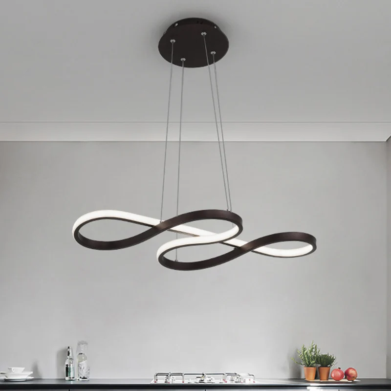Metallic kronkelende kroonluchterlamp Eenvoud Zwart/wit/goud LED-hanglamp warm/wit licht Clearhalo
