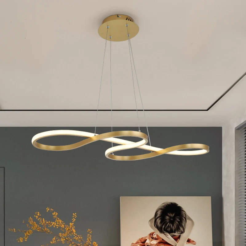 Metallic kronkelende kroonluchterlamp Eenvoud Zwart/wit/goud LED-hanglamp warm/wit licht Clearhalo