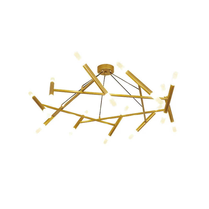 Metallic slanke buis hanglamp eigentijds 20 lampen messing LED-cluster hanglamp Clearhalo