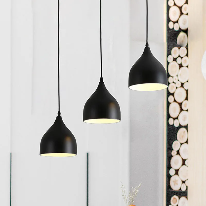 Metallic uiencluster hanglamp eigentijds 3-kops zwarte downlighting met lineaire luifel Clearhalo