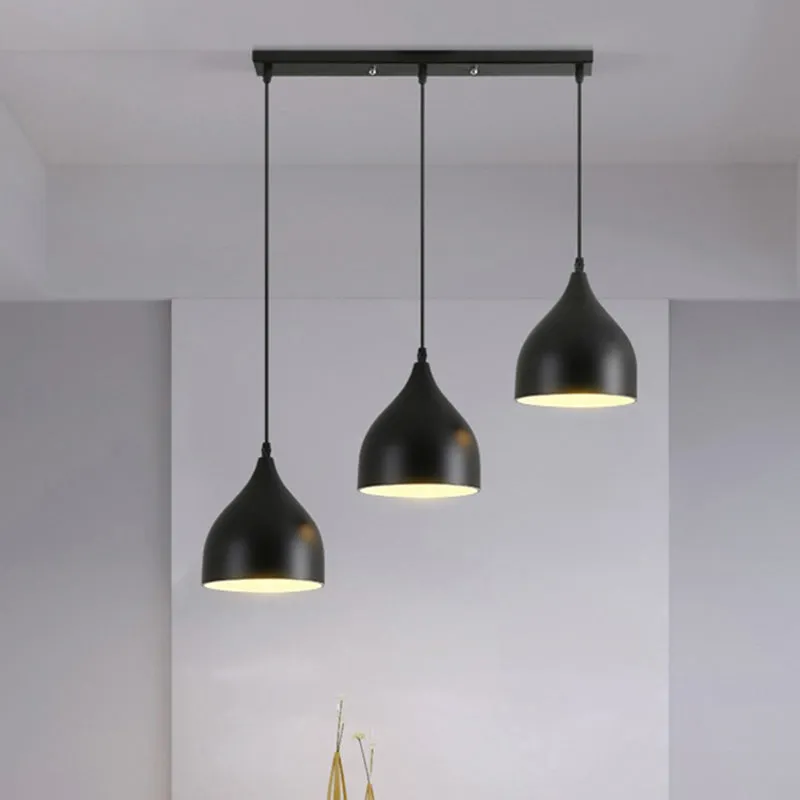 Metallic uiencluster hanglamp eigentijds 3-kops zwarte downlighting met lineaire luifel Clearhalo