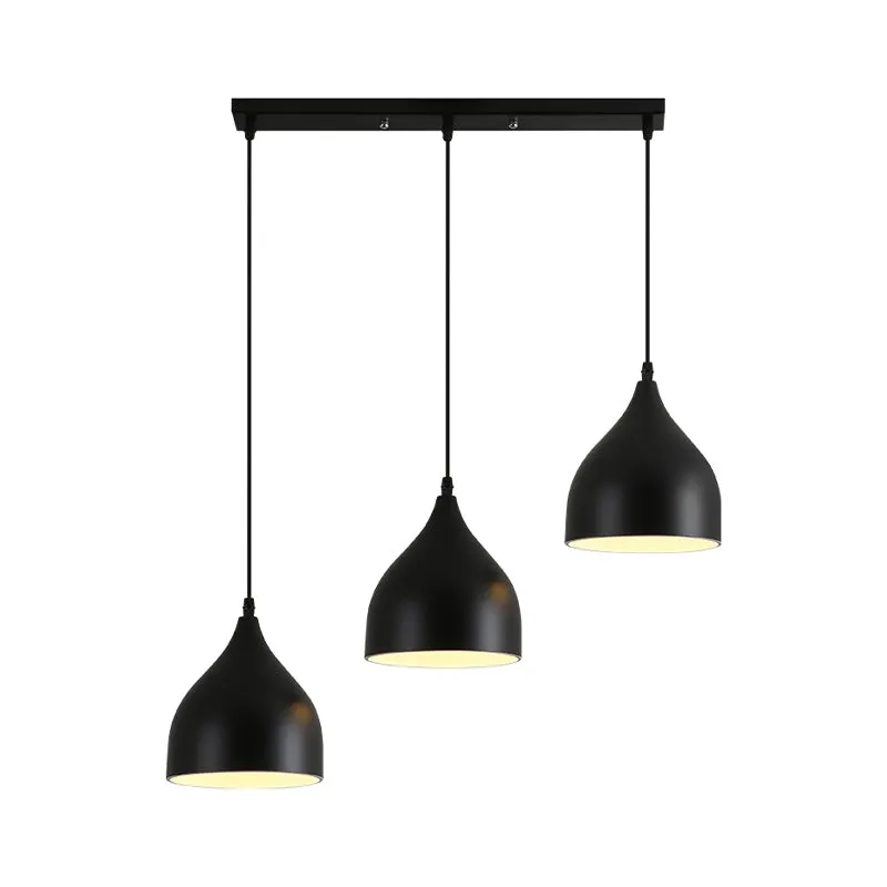 Metallic uiencluster hanglamp eigentijds 3-kops zwarte downlighting met lineaire luifel Clearhalo