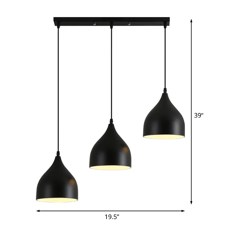 Metallic uiencluster hanglamp eigentijds 3-kops zwarte downlighting met lineaire luifel Clearhalo