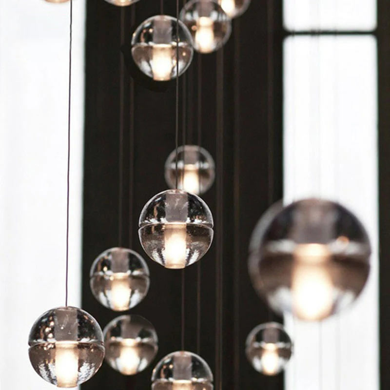 Meteorenregen Multi-licht hangende kroonluchter Moderne louche glazen heldere ophanglamp Clearhalo