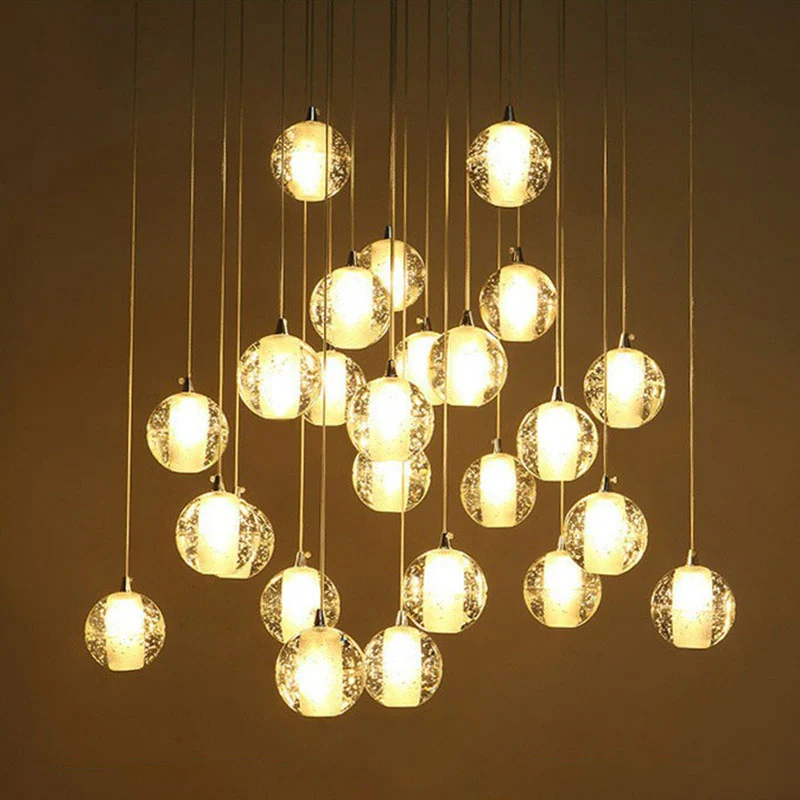 Meteorenregen Multi-licht hangende kroonluchter Moderne louche glazen heldere ophanglamp Clearhalo
