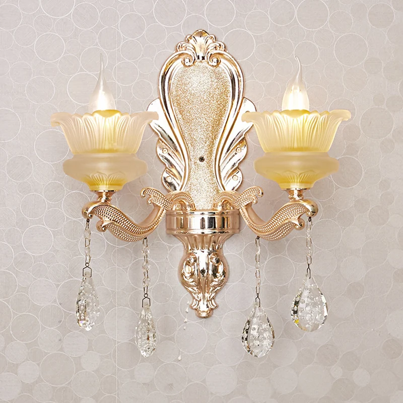 Mid Century Floral Wall Mount Lamp 2-lamps kristallen wandkandelaar verlichting goud voor woonkamer Clearhalo